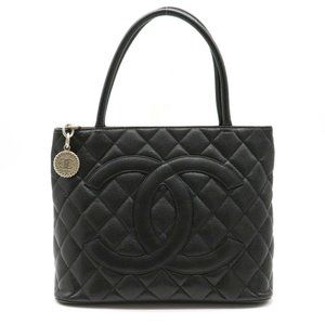CHANEL Chanel matelasse caviar skin tote bag coco mark leather black A01804